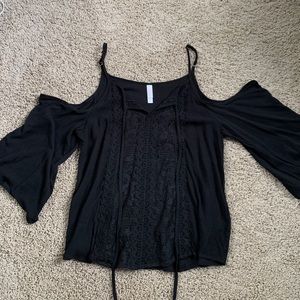 black lace off the shoulder top